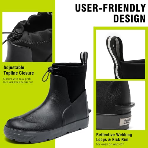 Men's Deck Boots,Ankle Rubber Rain boots Waterproof Anti-Slip Waterproof Shoes, Fishing Boating Boots Water Work Shoes for Men4