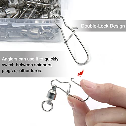 FishTrip Snap Swivels 30Pack Ball Bearing Fishing Swivels Saltwater 0#-10# Duo Lock Barrel swivels Fishing Clips Swivels Fishing Tackle - Thumbnail 4