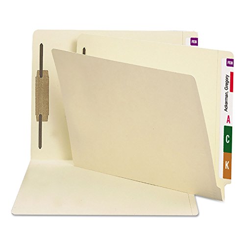 Smead Heavyweight End Tab Fastener File Folder, Shelf-Master® Reinforced Straight-Cut Tab, 1 Fastener, Letter Size, Manila, 50 per Box (34210)