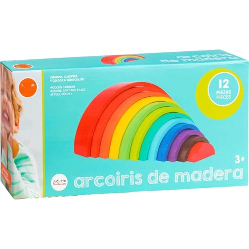 Utopia goods Arcoíris de Madera Montessori, Juguete Educativo, 12 Bloques de Colores