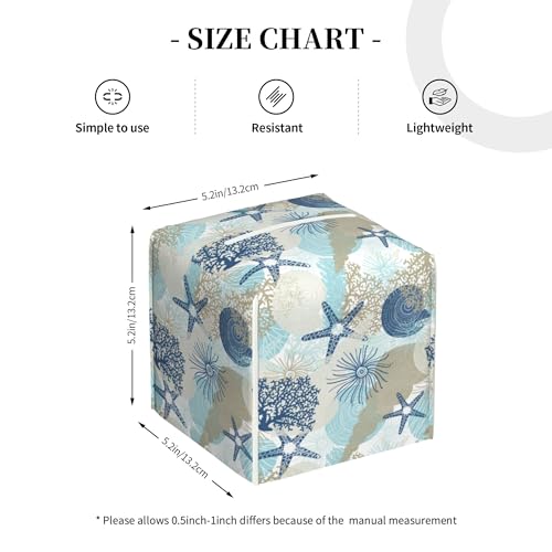 POIUBLE Tissue Box Holder Corals and Seashells Tissue Box Cover Square Leather Tissue Holder Organizer Portable Decorative Facial Paper Case for Home Office Bathroom Vanity Countertop by POIUBLE - Image 4