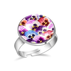 Roestvrij stalen ringen voor mannen vrouwen Varicolored Pansies Bloem