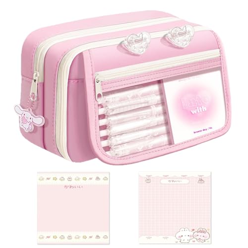 HTTDSLF Estojo escolar de grande capacidade com 4 compartimentos, estojo para lápis multifuncional, estojos escolares, organizador de papelaria para meninas meninos adolescentes estudantes adultos, rosa