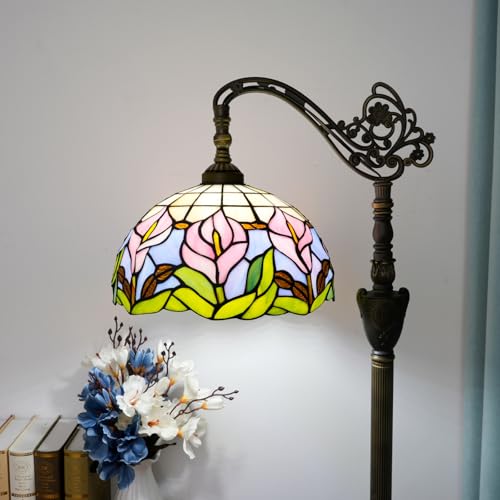 Image of Tiffany Floor Lamp Handcrafted Stained Glass Lamp Calla Lily Adjustable Warm Light Upright Reading Tiffany Style Floor Lamp Suitable For Bedrooms Living Rooms Studies Dining Rooms Retro Home Decoratio
