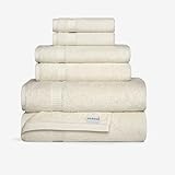 Turkish Luxury Hotel & Spa Collection 2 Bath, 2 Hand, 2 Washcloth Set of 6 Turkish Cotton - Organic, Eco-Friendly (6 Piece Set, Ivory)