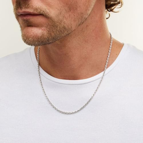 Avotto 925 Sterling Silver Solid 2.5mm 3mm Rope Chain Necklace for Men Boys, Sturdy Non-Fading Mens Boys Silver Chain Jewelry Gifts for Him 14/16/18/20/22/24 Inch4
