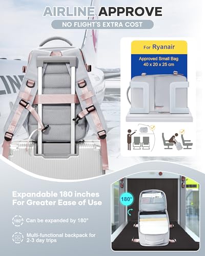 SZSYCN Torby podręczne Ryanair 40×20×25 Torba transportowa pod siedzeniem, plecak damski z przegrodą na buty, Plecak podróżny Easyjet z przegrodą na laptopa, Szary