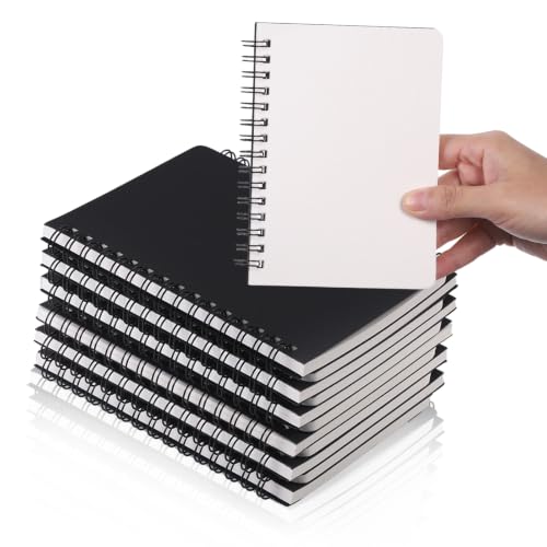 Image of JIANTA 12 Pack A6 Notebooks, A6 Blank Spiral Notebooks with Kraft Paper Cover, 100 Pages/50 Sheets 80gsm Plain Notebook for Drawing, Ideas, Study, School, Office, Home (Black)