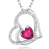 MISUMOR 925 Sterling Silver Necklaces for Women Silver Gold Rosegold Heart Pendant with Birthstone J