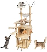 Amazon | OYANTEN キャットタワー 木製 大型猫用 猫タワー 宇宙船 多頭