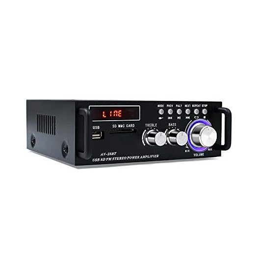 Wireless Bluetooth 5.0 Stereo Amplifier System – 200W Hi-Fi Dual Channel Sound Power Audio Receiver w/USB, SD Card, FM Radio for Home Speakers and Theater Entertainment with Remote Control