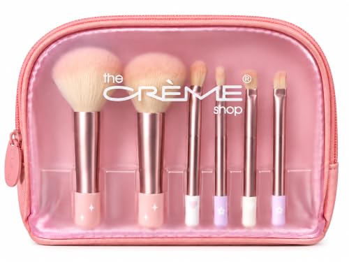 The Crème Shop Best Essentials 6-Piece Makeup Brush Set with Makeup Bag