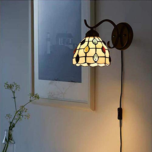 Image of Kiven Plug in Wall Lamp Style Wall Sconce with 5.9ft Plug-in Cord, On /Off Switch, 1-Light Dimmable Wall Lights Fixtures for Bedside Reading E26 Base