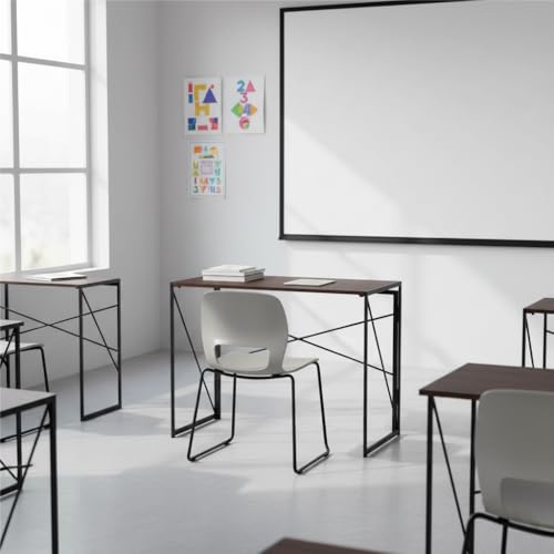 FurnitureR - FurnitureR Tables pour Formation, Desk D'étude Polyvalentes pour Ecoles, Table Pliante Efficace, Cadre en MDF et Métal, Pas de Montage Nécessaire, 100 x 50 x 75cm, Nnoyer