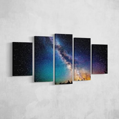 Impression sur toile 5 parties ciel et nature pour un salon apaisant