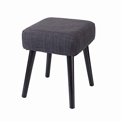Taburete de madera maciza para comedor y salón con tela negra suave