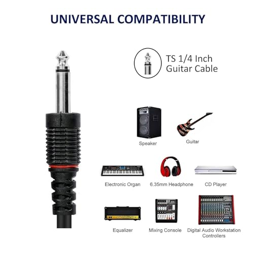 Image of SeCro 6.35mm Jack Mono Audio Instrument Cable for Mixer, Electric Guitar, Amplifier, Speaker - 4 Meter, Black