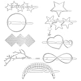 KALLORY 9 Pièces Minimaliste Pince à Géométrique Côté Clip Barrette Ensemble Plume Géométrique Barrette Accessoires pour Femmes Coiffure