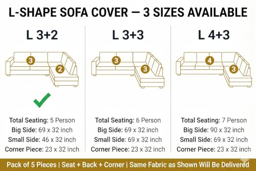 Image of KINGLY L-Shape Sofa Cover 5 Seater 3+2 Velvet Full Cover - Cream Beige | Fully covered quilted velvet slipcover, washable anti-slip furniture protector, L-type corner sofa cover for living room