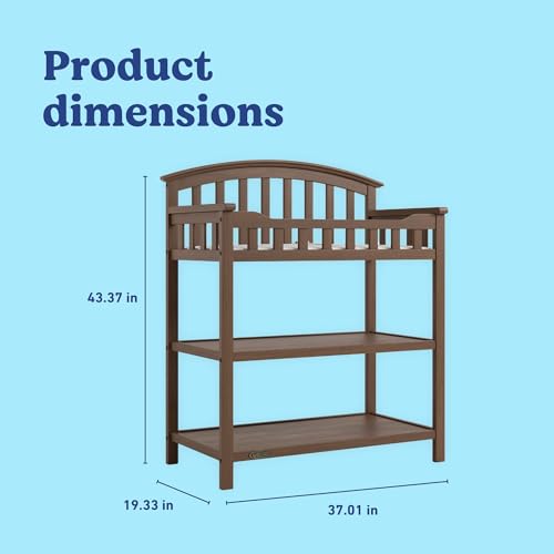 Image of Graco Changing Table with Water-Resistant Changing Pad (Hazelnut) - GREENGUARD Gold Certified, Multi Storage Nursery Baby Changing Table