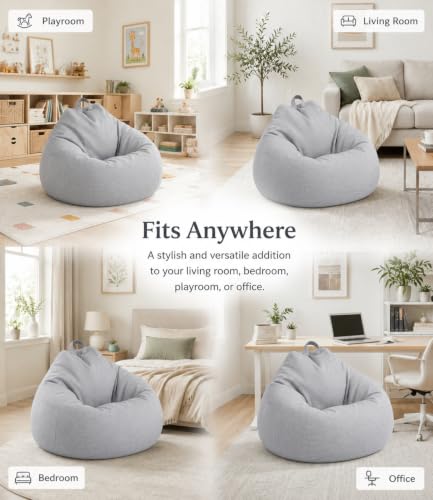 Miniatura 8 de Highdi Puff Salon Adulto 100 X 120 Cm Sin Relleno, Gigante Puff Gaming - Algodón Y Lino, Duradero Y Cómodo, Gris Bean Bag Chair Para Salón, Dormitorio Y Sala De Juegos