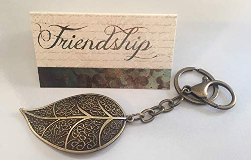 Smiling Wisdom - Bronze Leaf Friendship Reason Season Lifetime Friend Mini Greeting Card And Keychain Gift Set - Women Good True Best Friend - Leaf 2.25X1.25 - Antique Bronze #TOP2