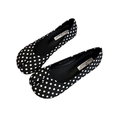 ZQW Cute Tabi Shoes for Women Split Toe Ballet Flats Polka Dots Lightweight Comfortable Shoes for Casual, Office & Walking