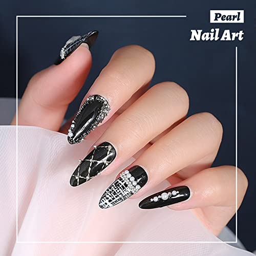 Pearl Nail Charms,2 Boxes 6 Grids Round Imitation Pearl Beads for Nails,Manicure Decorations Pearls for DIY 3D Nail Design (Nail Pearls Nail Art) - Image 4