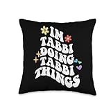 Retro Groovy Im Tabbi Doing Tabbi Things Funny Mother's Day Throw Pillow