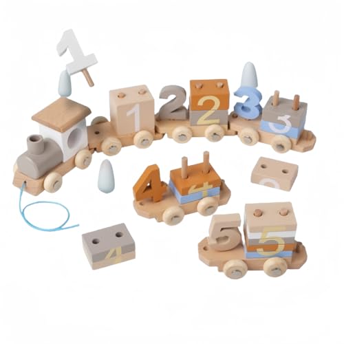 Image of Wooden Train Toy, Digital Enlightenment Wooden Train, Number and Quantity Cognition, Montessori Toy, Suitable for Children 3-6 Years Old