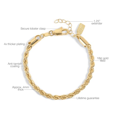 Electric Picks Harper Rope Bracelet for Women - 18k Gold Rope Bracelet with 4mm Thickness, Timeless Design, Stackable and Stylish, Elegant Gold Jewelry for Women, Ideal for Everyday Wear3