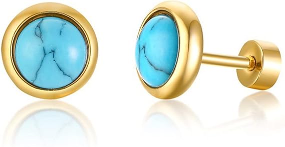 Amazon Rockyu ピアス メンズ レディース ブルー 青シルバー 円型 ラウンド スタッド ターコイズピアス ステンレス おしゃれ 金属アレルギー対応 ティー プレゼント ジュエリー ターコイズ ゴールド ピアス 通販