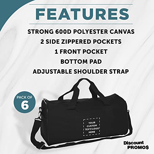 Custom Fitness Duffle Bags Set of 6, Personalized Bulk Pack - Great for Everyday Use, Perfect for Travellers, Athletes, Fitness Fanatics - Black2