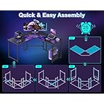 Casaottima L Shaped Gaming Desk, Corner Desk Gaming Table for Home Office, Computer Desk Sturdy Writing Workstation for Small Space, Easy to Assemble, 51 inch, Carbon Fiber Surface, Black - Image 4