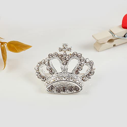 Image of Crystal Rhinestone Princess Queen Brooch Pin Tiara Crown Brooches for Women Tiara for Wedding Party /Banquet /Birthday