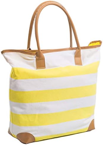 AIREE FAIREE Beach Bag Womens Canvas Summer Tote Bags Striped Nautical Shopper 46 x 32 x 13 cms Closure Magnetic Clasp