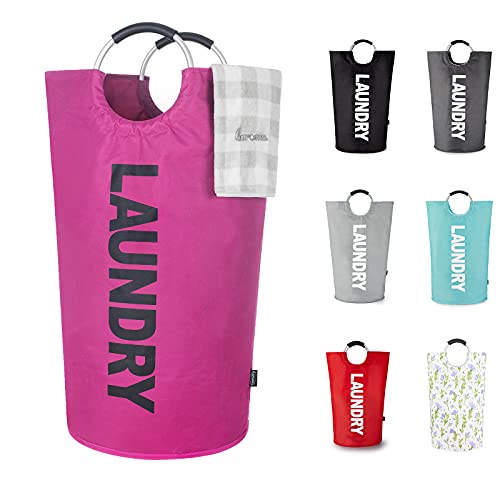 Caroeas 95L Pro Large Laundry Basket (13 Colors), Waterproof Laundry Hamper, Laundry Bag with Padded Handles, Clothes Hamper Stands Up Well, Collapsible Laundry Basket Easy Storage(Purple)