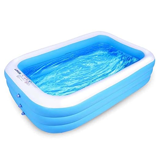Lunvon Family Inflatable Swimming Pool, 120" X 72" X 22" Full-Sized Above Ground Rectangle Lounge Pool for Kiddie Kid Adult Toddler Age 6+, Adults Outdoor Garden Backyard Summer Water Party, Sky Blue