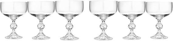 Crystalex Bohemia 6.75 oz 200ml Claudia Coup Glasses, Set of 6, Cristallin Glass, Drinkware