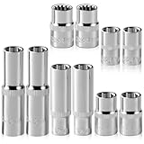 [10-Piece] 10mm Socket Set, 1/4-Inch & 3/8-Inch Drive Impact Socket, 6-Point & 12-Point, Deep and Shallow, Mirror Chrome Finish