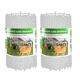 KOKMEYA Cat Deterrent Mat 2 m x 30 cm (White, 2 Pieces) – Scat Mat with Spikes for Garden – Deterrent Grid Against Cats & Raccoons, incl. 16 Ground Pegs & 16 Fishbone Zip Ties