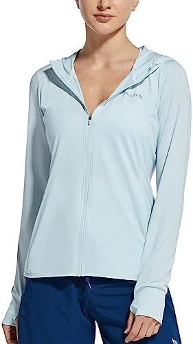 BALEAF Women's UV UPF SPF 50+ Long Sleeve Sun Protection Shirts Quick Dry Cooling Outdoor Hiking Light Blue XXXL