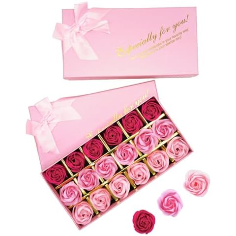 Rotumaty 36 PCS Floral Scented Bath Soap Rose Flower Petals, 2 Pack Plant Essential Oil Rose Soap Set, Best Gifts for Her Women Girls Mom Lover Birthday Valentine Christmas (Pink) Cover