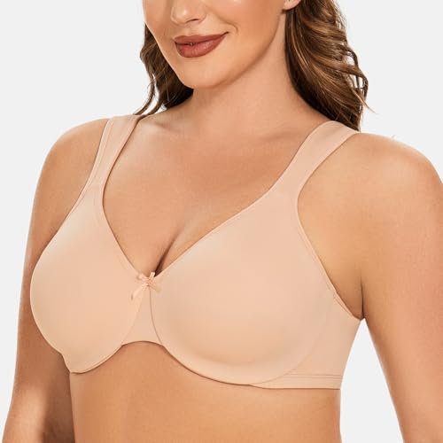 MELENECA Women's Minimizer Seamless Unlined Comfortable Plus Size Underwire Bra3