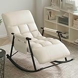 PRESSLAY Mecedora de Ocio para Dormitorio, cómoda Silla de Lectura para Exterior e Interior, con Soporte de Acero Llamativo, diseño de Cremallera Desmontable y Lavable, fácil de Quitar y Lavar (Blanc