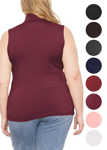 Image of Womens Turtle Neck | Long Sleeve and Sleeveless Top | Plus Size XL-7X | Tops Women White Turtleneck Women