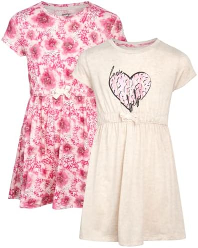 bebe Girls' Dress - 2 Pack Super Soft Casual Dress (7-16), Size 7/8, Oatmeal Pink