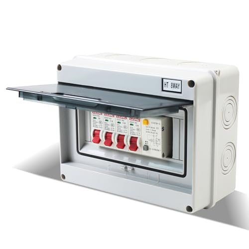 MaxAwe Consumer Fuse Box Unit 3 Way, IP65 63A RCD 3MCB 6A+16A+32A Waterproof Plastic Leakage Circuit Breaker, Circuit Breaker Panel Garage Consumer Unit, Protective Housing Consumer Unit Fuse Box