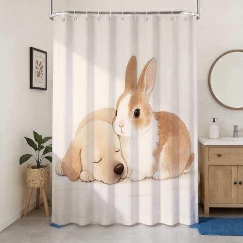 Rideau de douche imperméable polyester imprimé 3D avec anneaux inclus - 2
