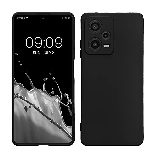 kwmobile Handyhülle für Xiaomi Redmi Note 12 Pro 5G Hülle - weiches Handy Silikon Case - Schutzhülle Cover - Schwarz matt